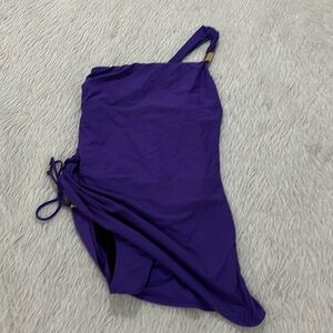 Janeen purple gathered layer bathing suit size 8